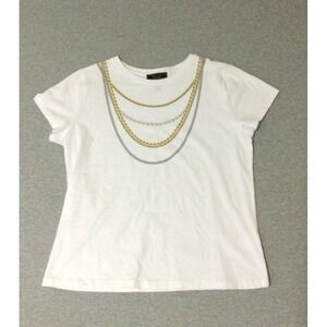 C Wonder by Christian Siriano Tee XL TG EG White chain imprint 100% cotton